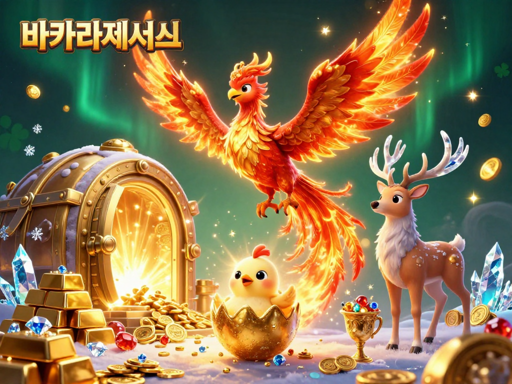 안정적인 바카라사이트에서 행운을 시험해보세요. 황금 바와 보석으로 가득한 일러스트입니다.
