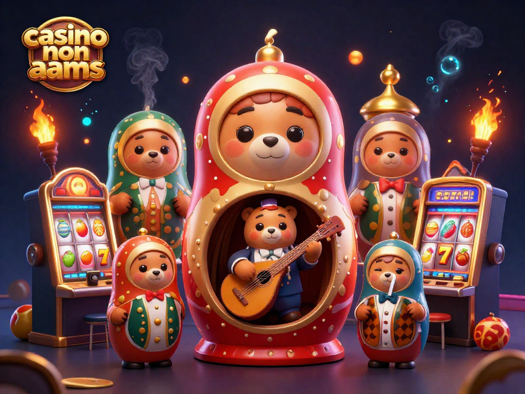 Immagine di un'illustrazione 3D animata che rappresenta un casinò non AAMS con elementi di slot e dettagli vivaci.