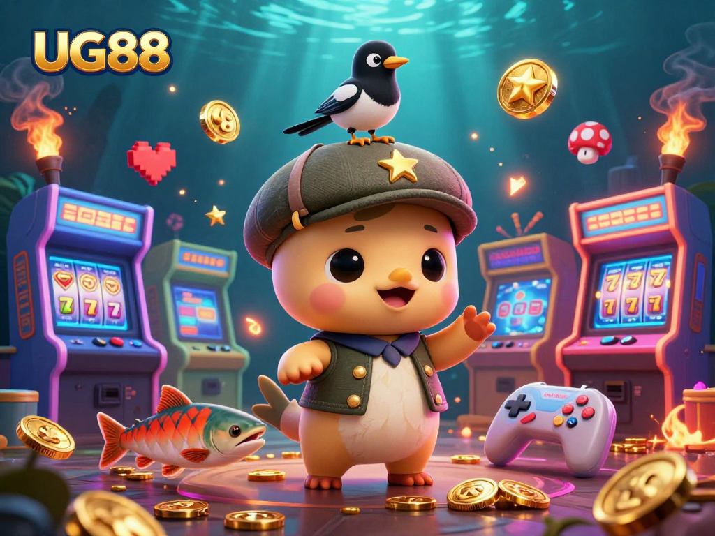 Engage in thrilling gameplay with UG88, featuring captivating casino elements and friendly characters.