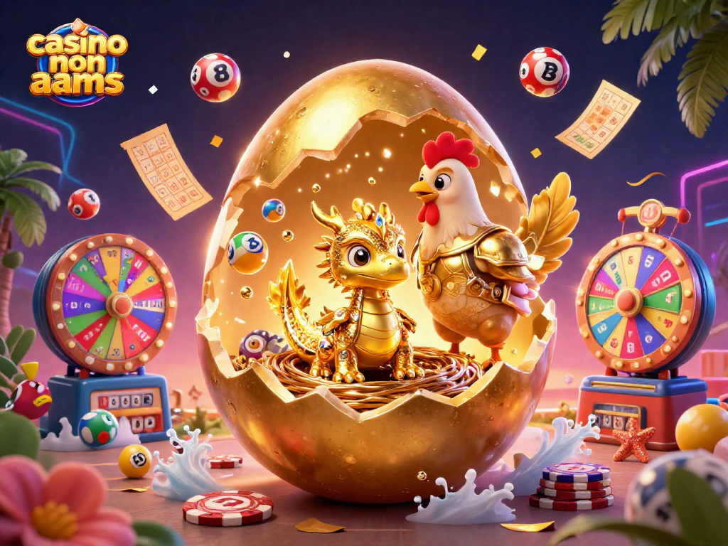 Gioca nei casino non AAMS con un drago d'oro e tanti elementi colorati intorno.