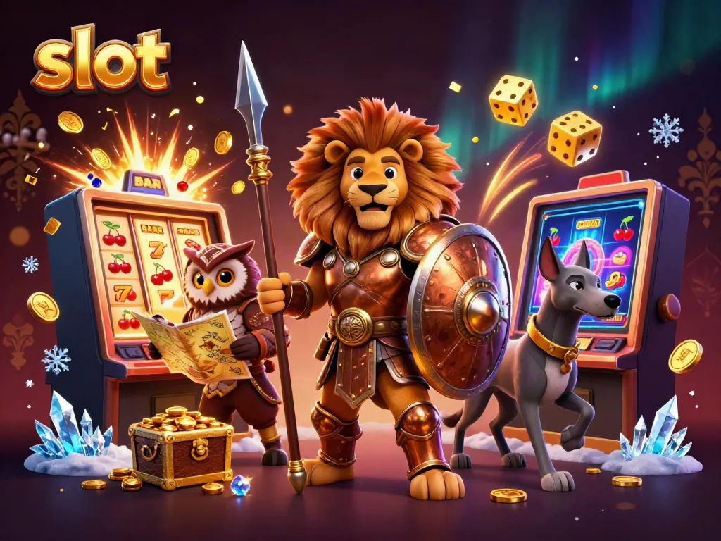 Experience thrilling slot action with a Spartan lion and fortune elements bursting with excitement.