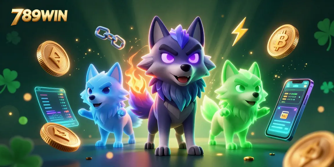 Engage with 789WIN's thrilling casino experience featuring mystical wolves and vibrant crypto elements.