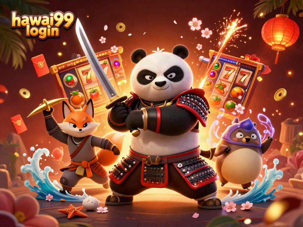 Experience the excitement of hawai99 login with vibrant 3D casino elements and dynamic characters.