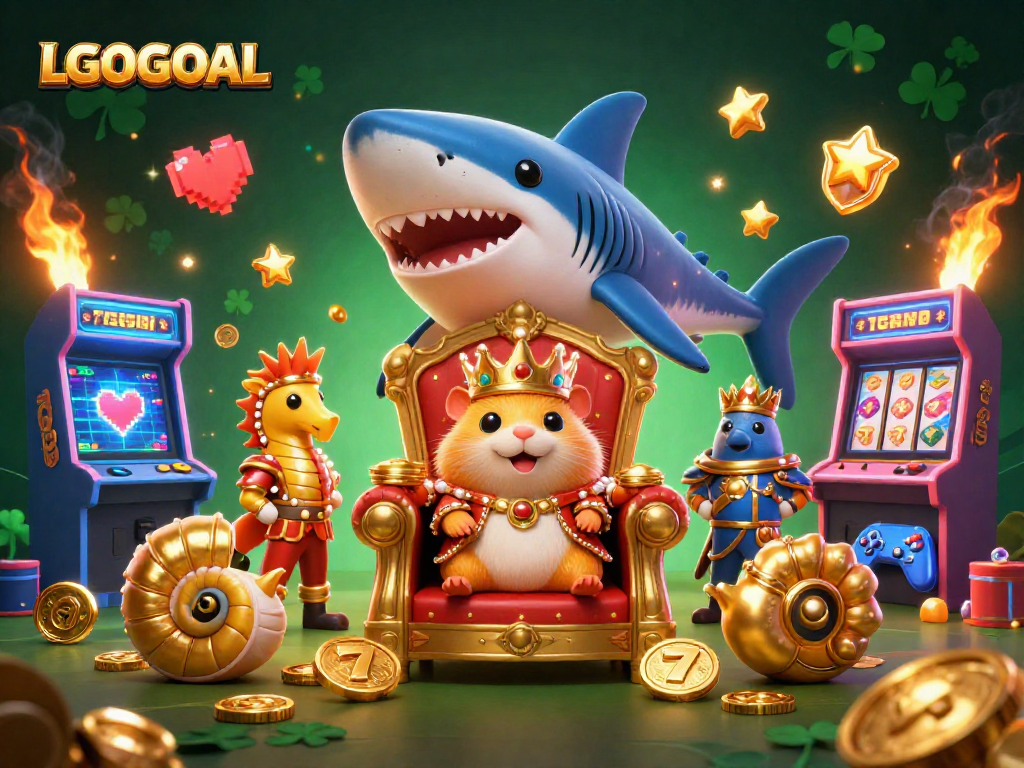 Experience excitement at LGOGOAL with a vibrant casino-themed illustration featuring dynamic gaming elements.