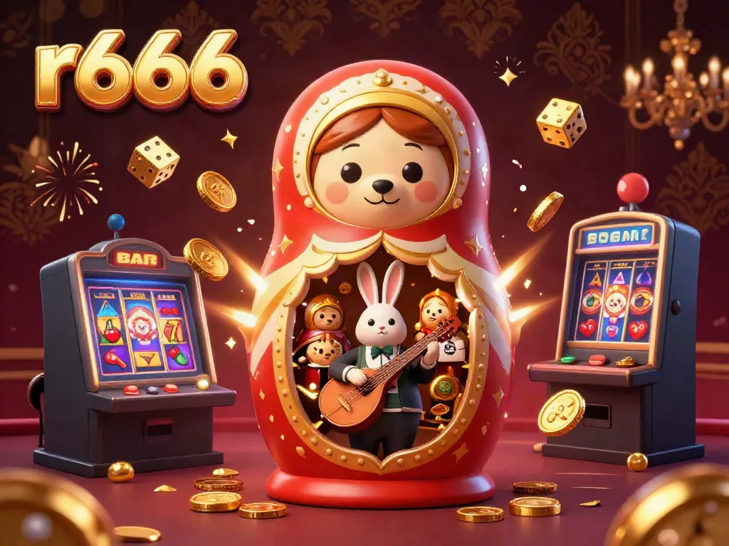 Experience the vibrant r666 casino magic with a Matryoshka bear and playful elements bursting with rewards.