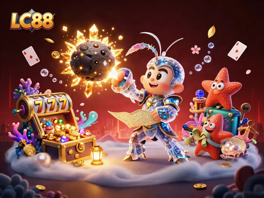LC88 offers exhilarating slots and gaming action amidst a vibrant cosmic explosion of gems and treasures.