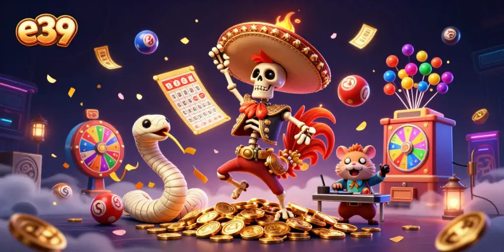 Experience premium gaming thrills at e39 with vibrant characters and dynamic gaming elements.