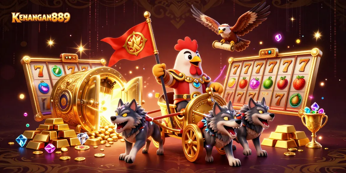 Engage with KENANGAN889 as a 3D rooster warlord dominates the casino realm, highlighting thrilling jackpots.