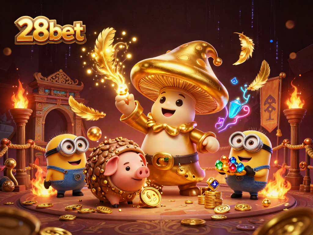 Experience the magic of 28bet with golden mushroom wizard and treasure-filled adventure.