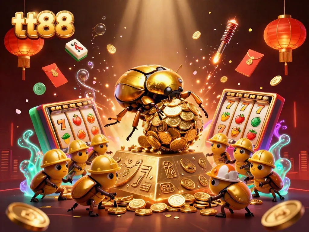 Experience thrilling game action at tt88 with golden coins, jackpots, and vibrant casino symbols.