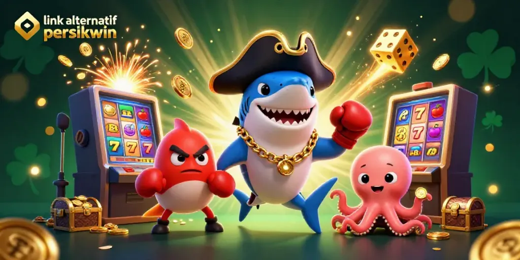 Menampilkan link alternatif persikwin dengan karakter kasino 3D yang unik dan elemen permainan yang megah.