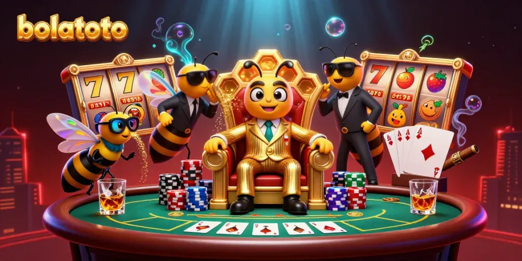 Experience thrilling poker and slots with bolatoto's vibrant gaming atmosphere featuring a vibrant bumblebee mob boss.