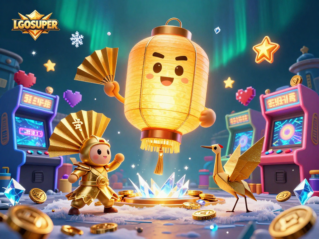 Experience the excitement of LGOSUPER gaming with dynamic characters in a vibrant casino scene.