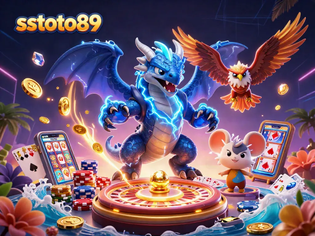 Mainkan sstoto89 dengan simbol slot yang berkilauan dan petir yang memukau dalam ilustrasi yang memikat.