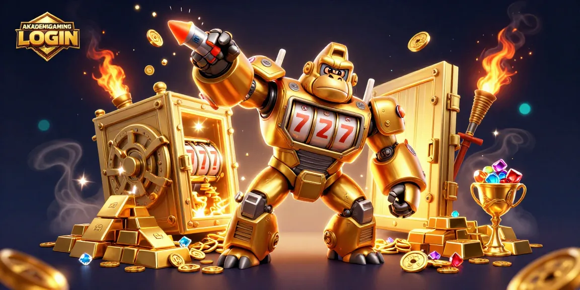 Win big with AKADEMIGAMING LOGIN showcasing a dynamic 3D gambling adventure.