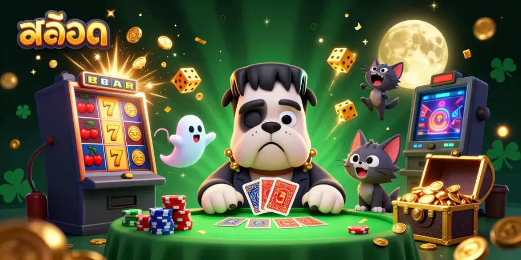 Win jackpots with exciting สล็อต action at a spooky casino table featuring imaginative creatures