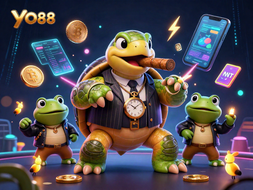 Engage with thrilling games at YO88 featuring creative characters amid vibrant casino elements.